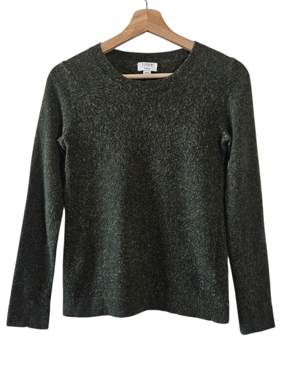 J Crew Teddie Sweater Green Wool Blend Size XXS